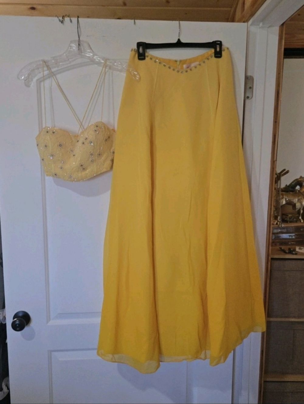 Precious Formals Yellow 2pc Beaded Formal Dress, SIZE 8